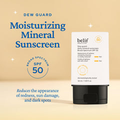 belif Dew Guard milky texture swatch showing hydrating sunscreen
