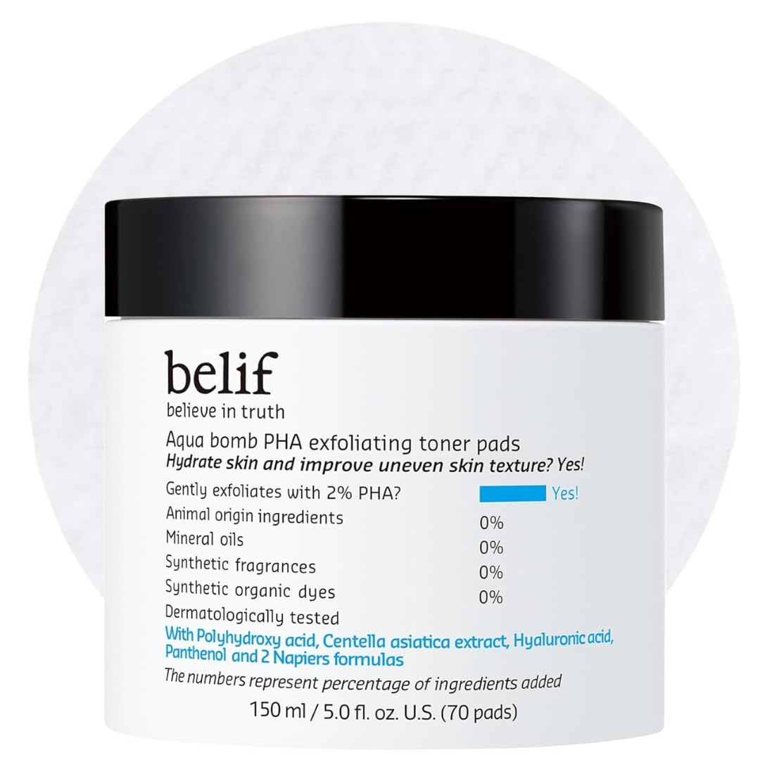 Belif PHA 2% Toner Pads embossed side exfoliates and refines pores