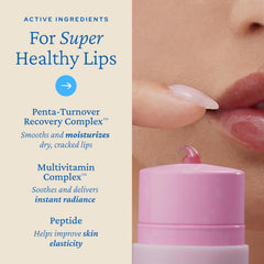 belif Lipcerin Berry swatch on arm demonstrates a sheer tint and smooth feel.
