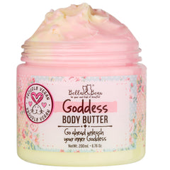Bella and Bear Goddess Body Butter jar delivering lasting hydration for dry skin