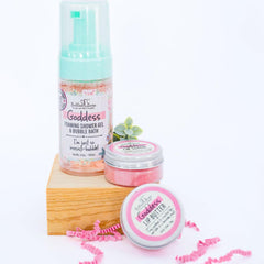 Bella and Bear Goddess foaming gel bottle for gentle cleansing and fragrance