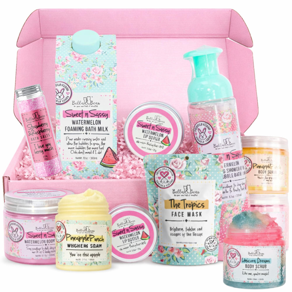 Bella & Bear mystery box pink packaging ready for gifting and surprise unboxing.