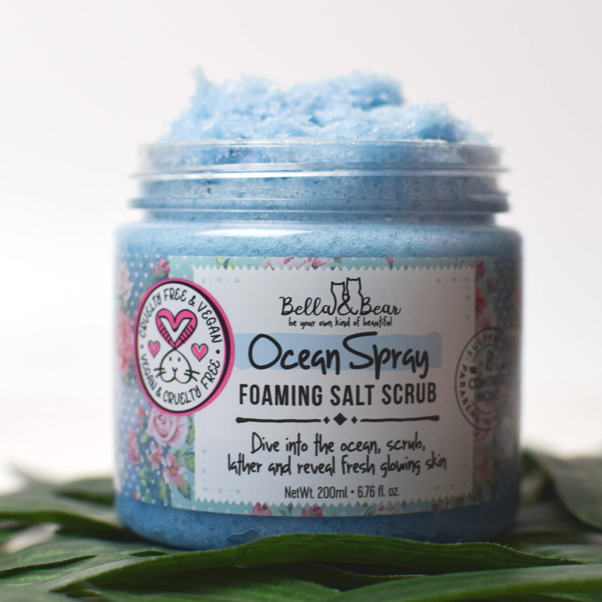 Bella & Bear Ocean Spray Scrub massaged on skin for hydration