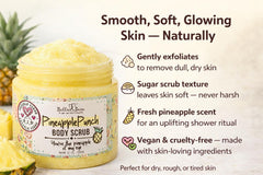 Bella and Bear pineapple scrub texture close-up with sugar and salt granules.