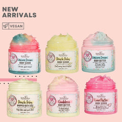 Pouring Bella & Bear Unicorn Dream Body Scrub reveals scrub texture and scent.