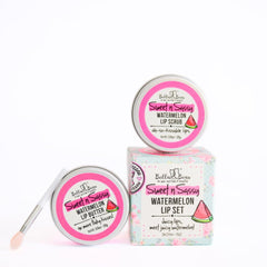 Bella and Bear Watermelon Lip Scrub jar offering gentle exfoliation for smooth lips.