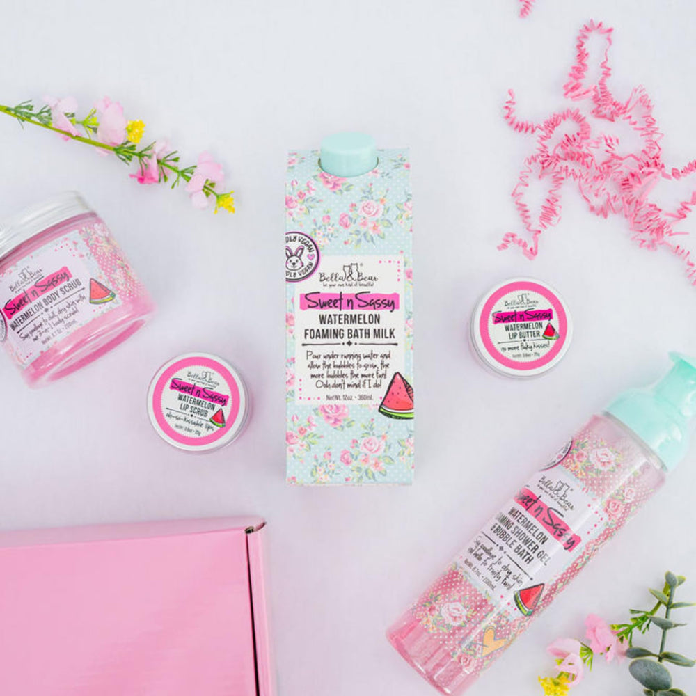 Bella and Bear Watermelon Lip Set on-the-go kit for portable lip care.