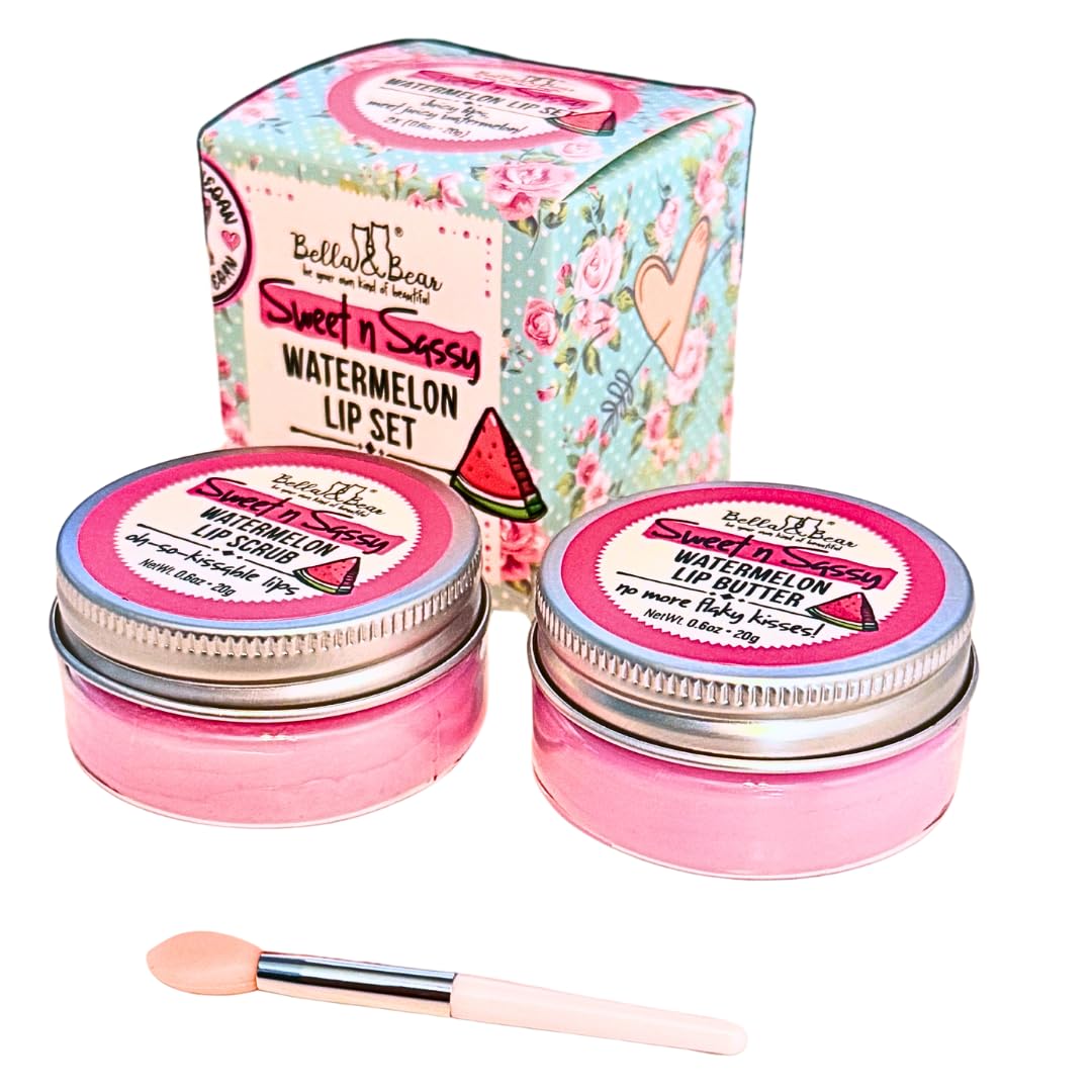 Bella and Bear Watermelon Lip Set unboxing visuals suggest pampering routine.
