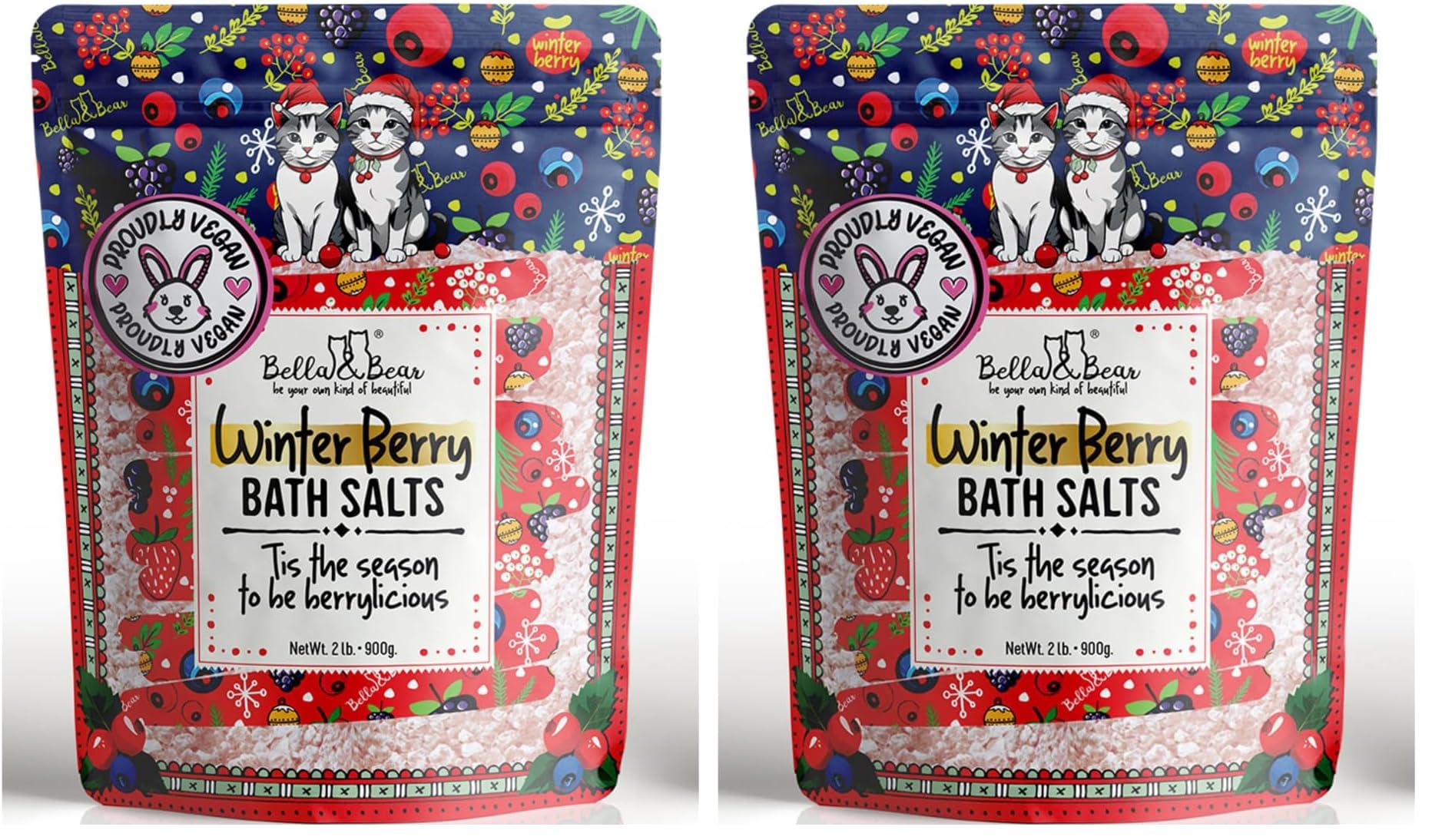 Bella & Bear Winter Berry Bath Salts packaging ready for gifting.