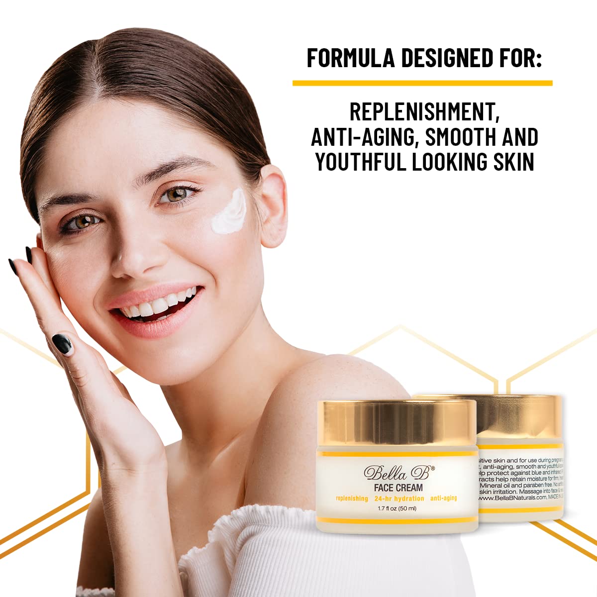 Bella B Face Cream ocean-plant-extracts visual highlight supports moisture and protection.