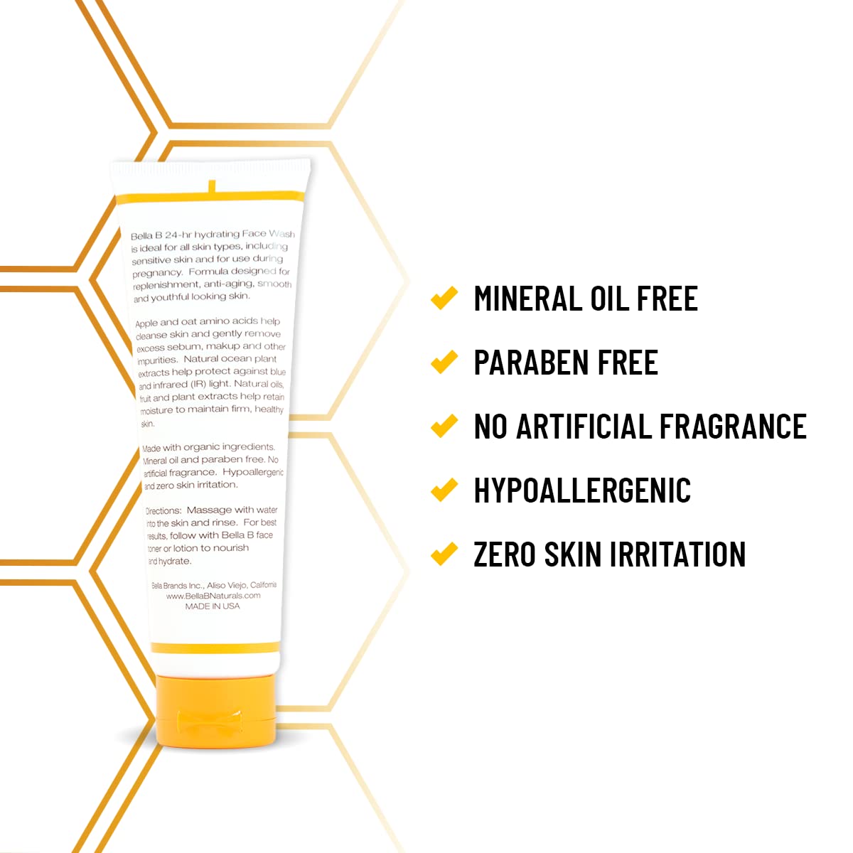Bella B Face Wash natural ocean plant extracts detail for blue light protection