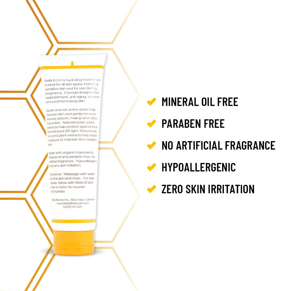 Bella B Face Wash natural ocean plant extracts detail for blue light protection