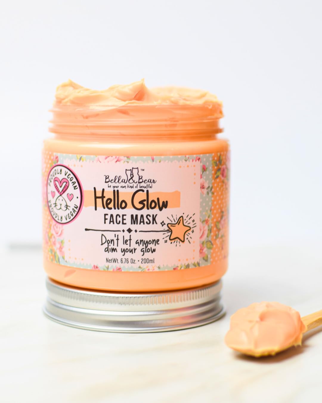 Bella & Bear Hello Glow application scene, spa-like glow with gentle clay-based formula