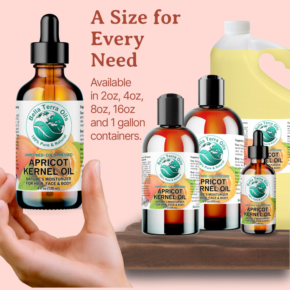 Bella Terra Oils apricot oil nutrient-rich kernel source supports skin resilience