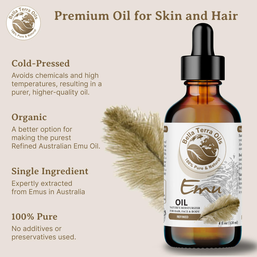 Australian-origin Emu Oil bottle conveys premium quality.