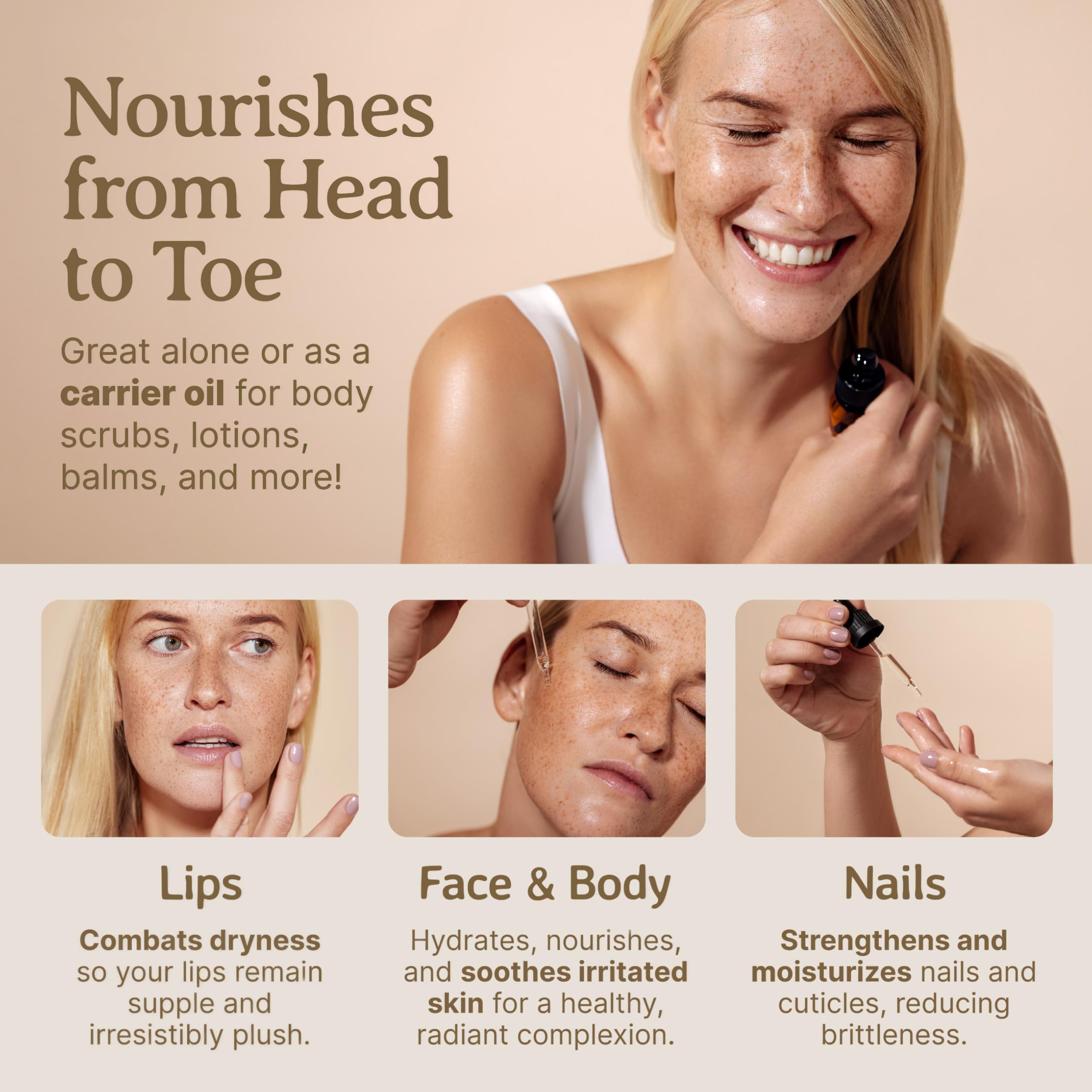 Hair application shows ends treated for natural shine.