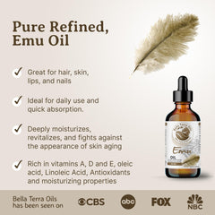 Label close-up highlights pure, additive-free Emu Oil for informed shoppers.
