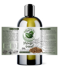 Bella Terra Oils hemp seed oil pour highlights easy application for daily skincare routines.