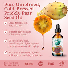 Bella Terra Oils Prickly Pear Seed Oil amber glass close-up preserves nutrients for fresh use