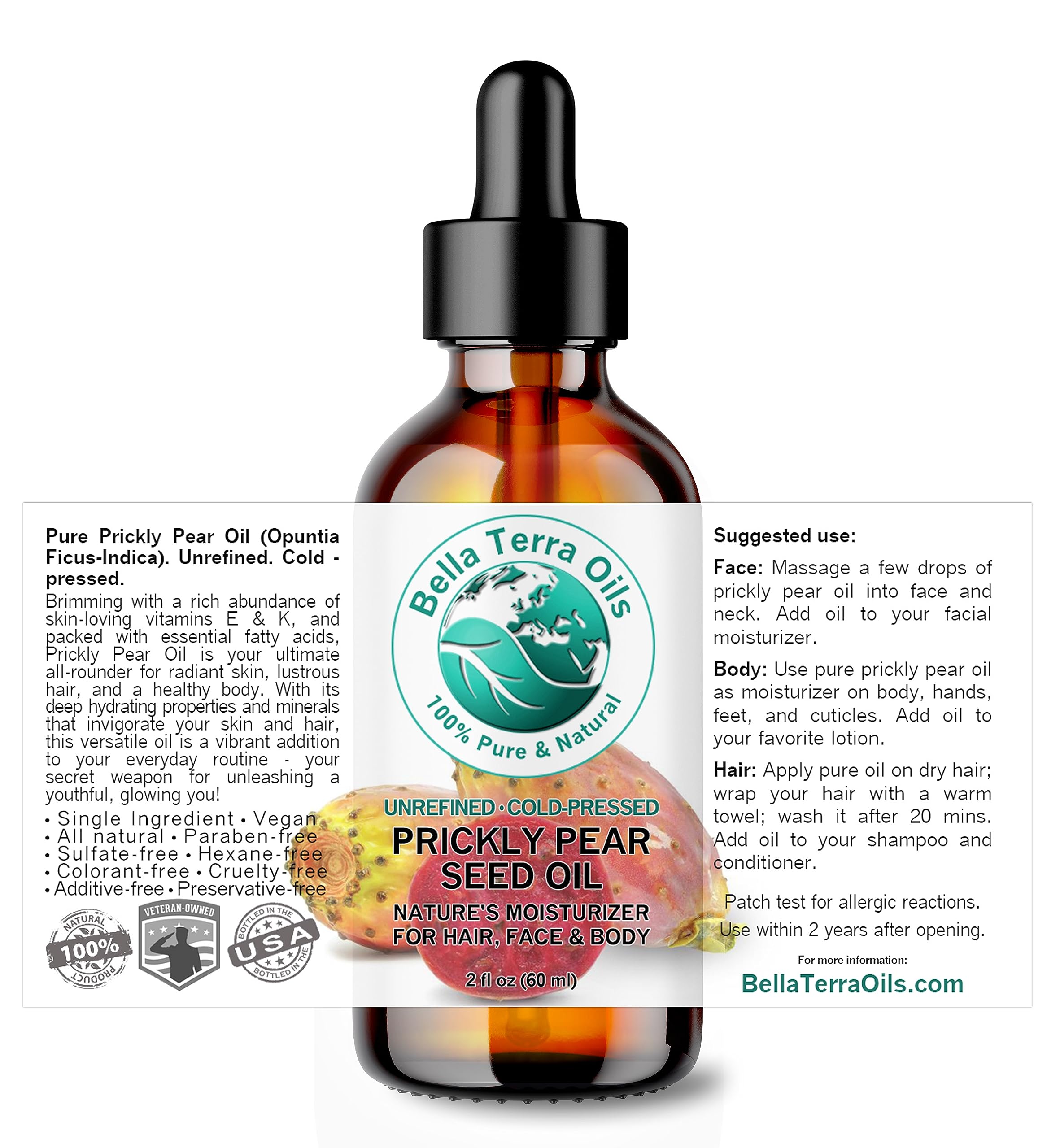 Bella Terra Oils Prickly Pear Seed Oil pour demonstrates silky texture for absorption