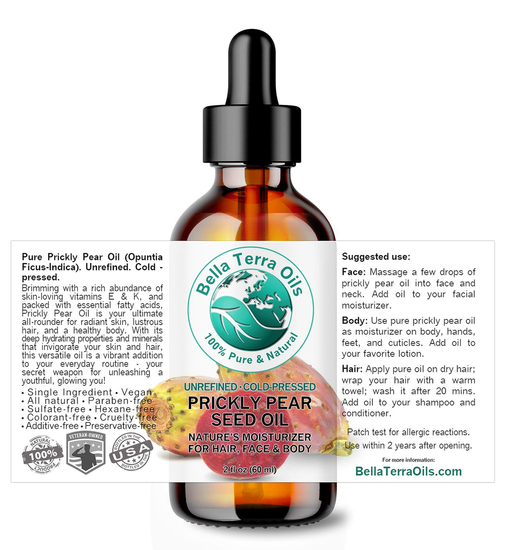 Bella Terra Oils Prickly Pear Seed Oil pour demonstrates silky texture for absorption