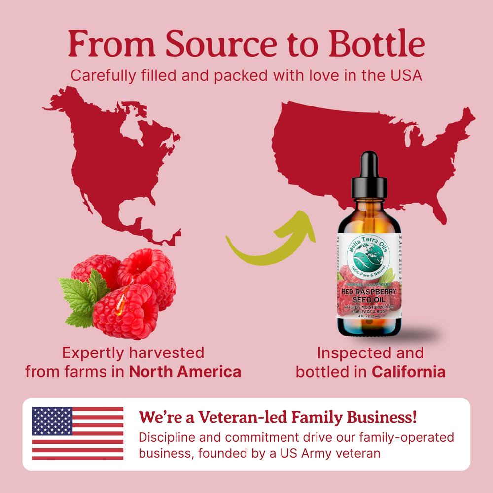 Bella Terra Oils red raspberry seed oil application on skin for hydration
