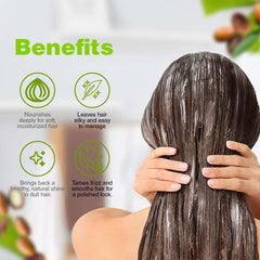 Bellahair Hydrating Mask curly-definition close-up shows smoother curls.