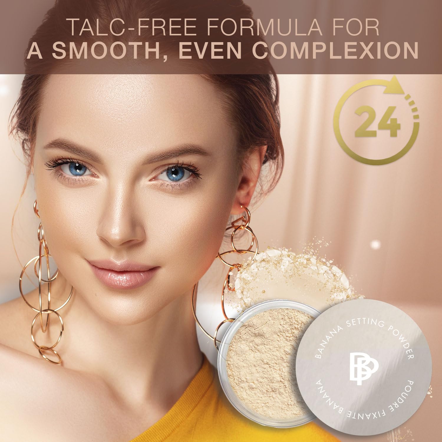 Bellapierre Banana Setting Powder brightening swatch to even skin tone