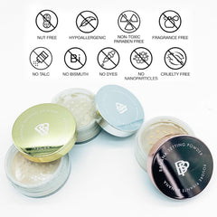 Bellapierre Banana Setting Powder under-eye application demonstrating crease-free effect