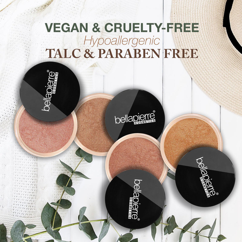 bellapierre bronzer on cheeks delivering natural warmth and enhanced cheekbone definition.