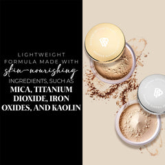 Bellapierre XL Banana Setting Powder under eye application demonstrates crease free look