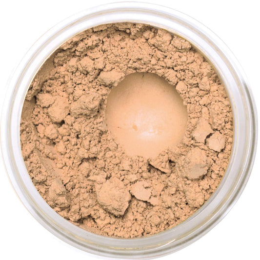 Bellaterra Cosmetics BellaTerra Mineral Foundation Nutmeg in compact jar, natural matte finish.