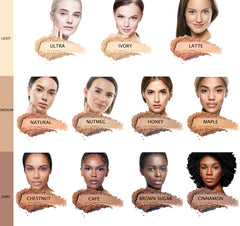 Close-up of long-lasting matte finish on skin with Bellaterra BellaTerra Nutmeg.