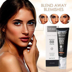 Bellaterra BB Cream Dark 107 oil-free matte finish reduces shine on oily skin.