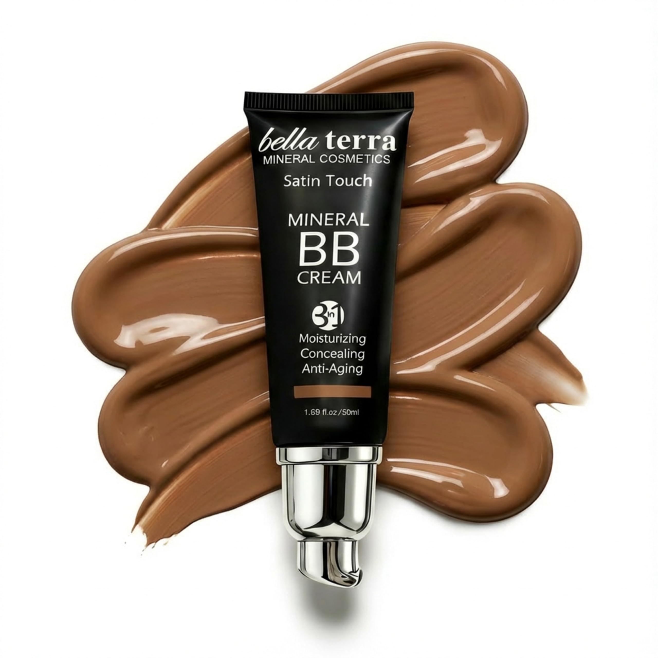 Bellaterra Cosmetics BB Cream Dark 107 seamless blend for natural, even skin tone.