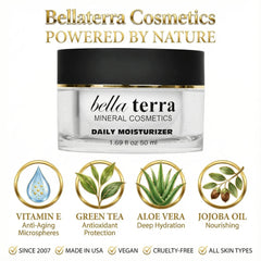Bellaterra Cosmetics Daily Face Moisturizer jar close-up, showcasing compact travel size.