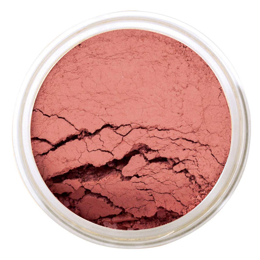 Bellaterra Cosmetics Mineral Loose Blush compact shows subtle natural color for everyday glow.