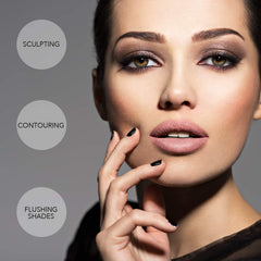Applied on the cheek for natural glow and balanced coverage.