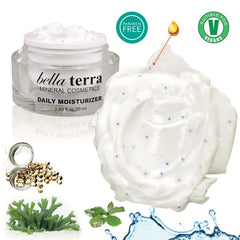 Bellaterra Cosmetics Moisturizer being applied—even, feather-light glide across clean skin.