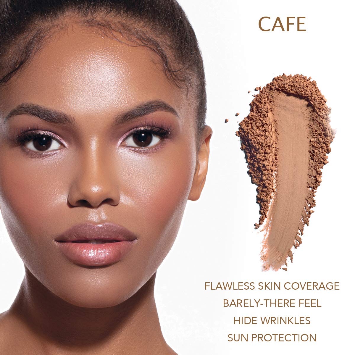 Bellaterra Cosmetics BellaTerra Café swirl application showing customizable coverage.