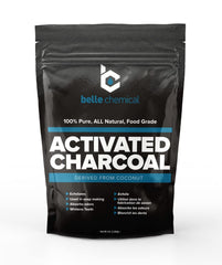 Belle Chemical Organic Coconut Activated Charcoal powder packaging for storage and freshness
