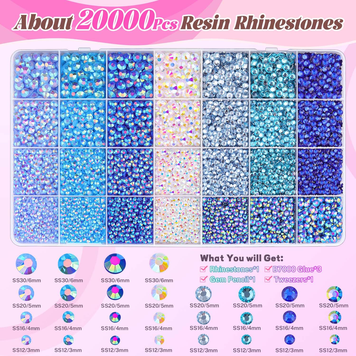 BELLEBOOST 28-grid box organized rhinestones for easy planning