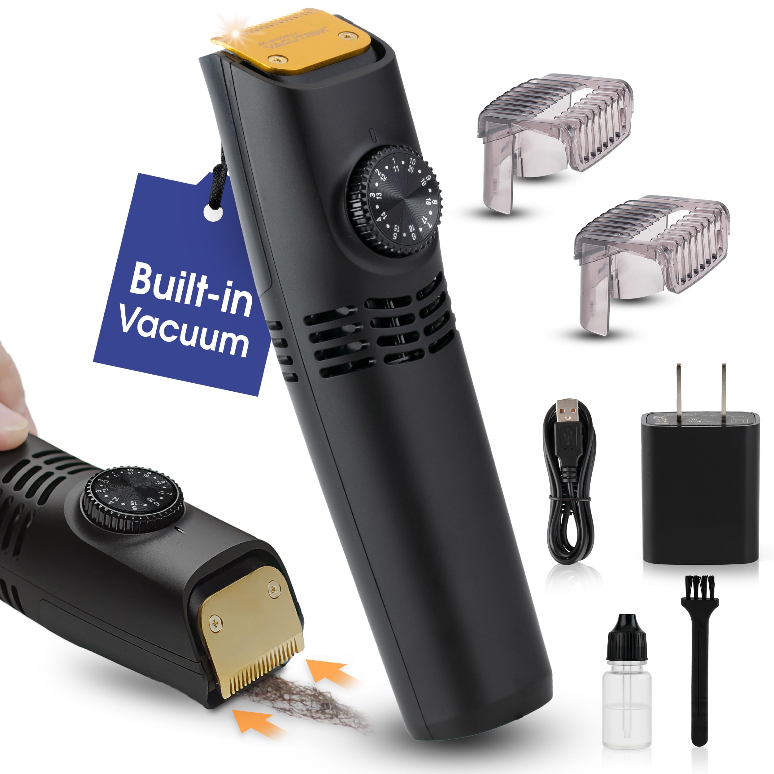 Bell+Howell Vacutrim built-in vacuum action for quick, clean trims