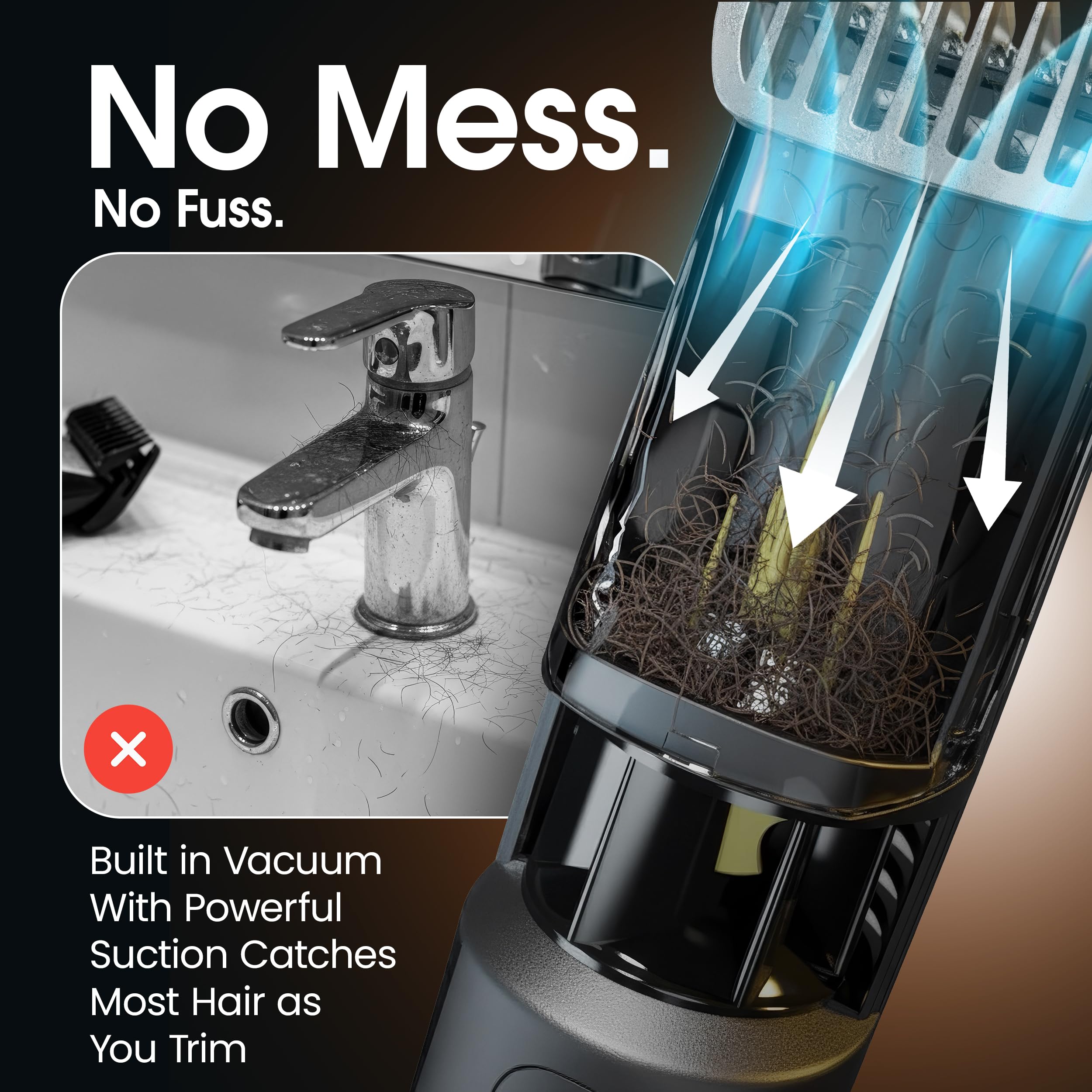 Bell+Howell Vacutrim cordless design supports grooming anywhere with rechargeable power