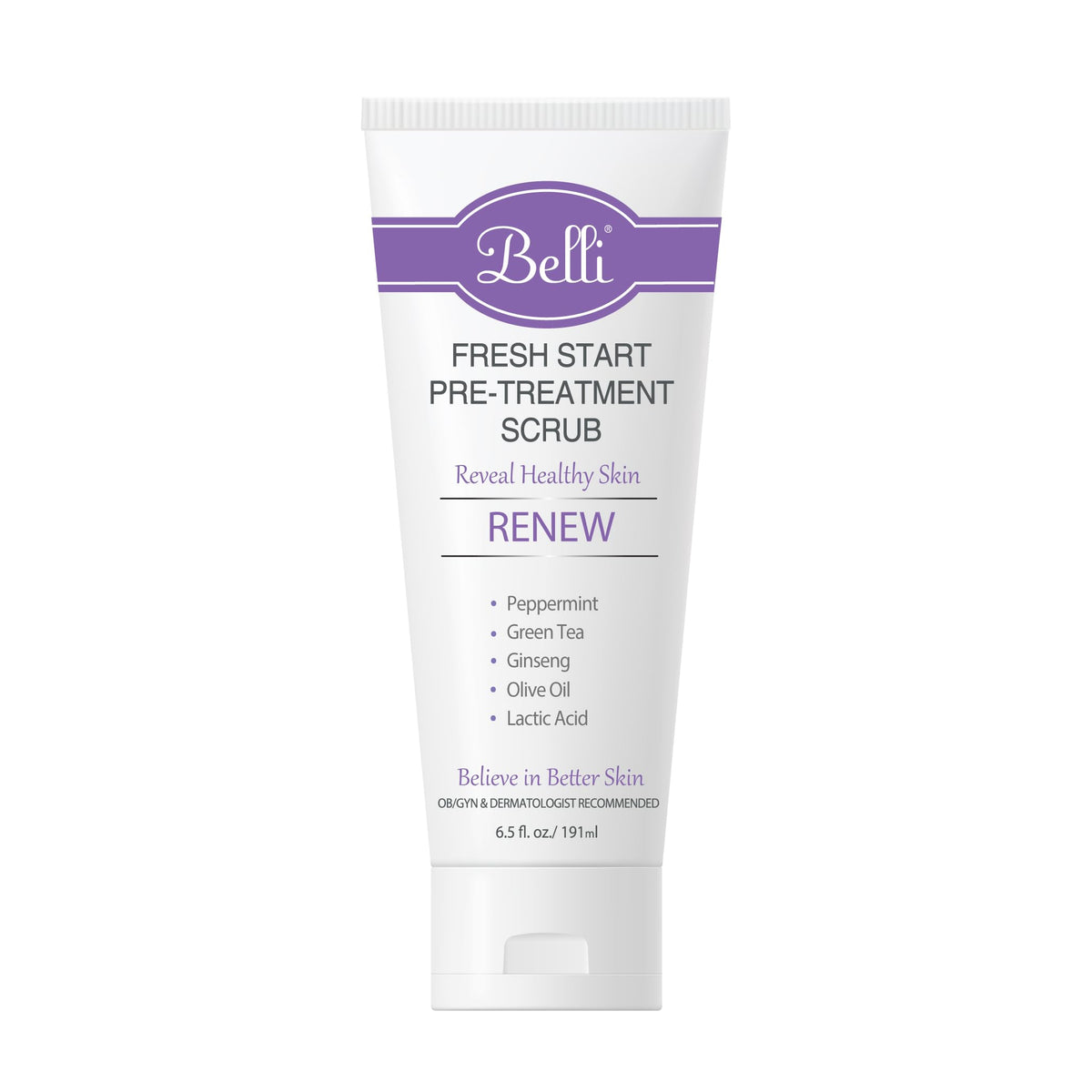 Belli Fresh Start Scrub packaging shown for easy, mess-free routine.
