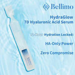 Bellimo Ultra Hydrating Serum packaging highlights recyclable vials