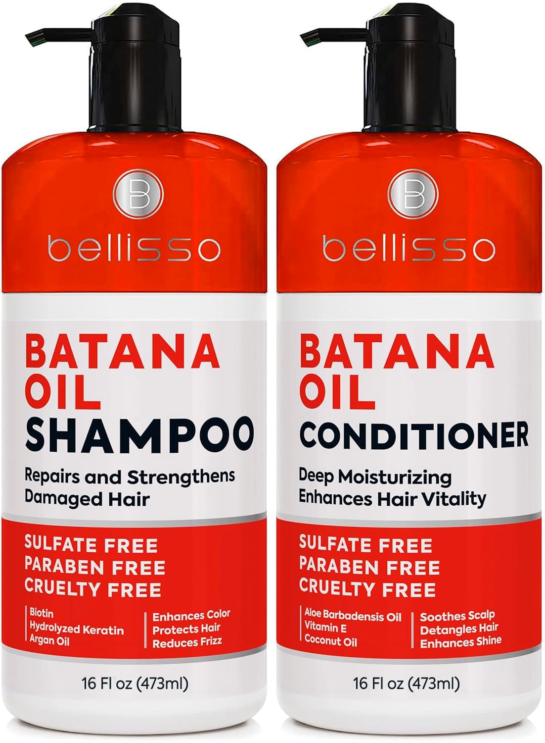 Bellisso Batana Oil Shampoo bottle showing thickening potential for fuller hair.