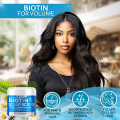 Bellisso Biotin Scalp Scrub texture close-up highlights creamy detox exfoliant for a refreshed scalp.
