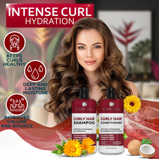 Bellisso curly conditioner bottle ready to smooth frizz and detangle