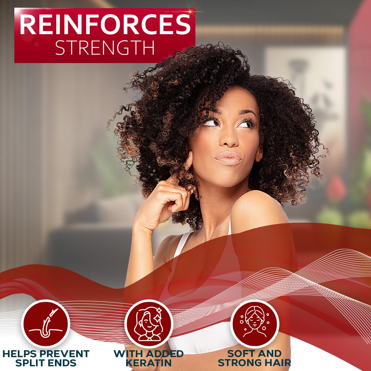 Bellisso hair application massage depicting hands working product through damp curls
